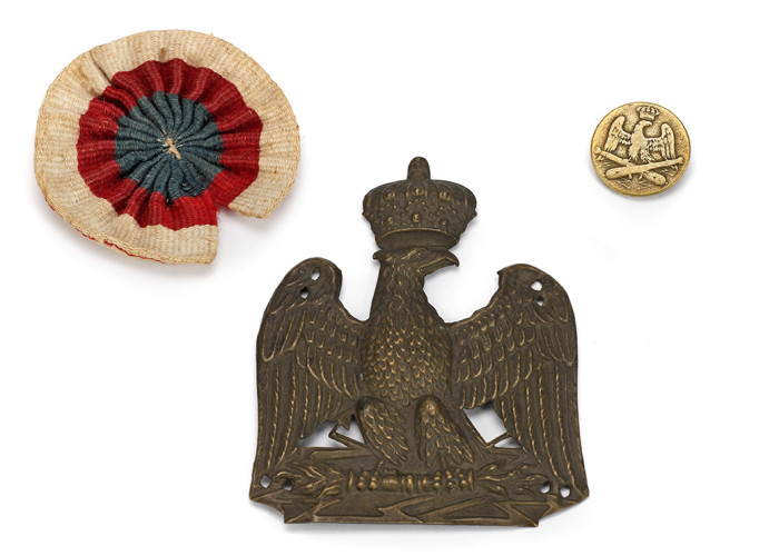 Button, shako plate & French rosette recovered from Waterloo battlefield