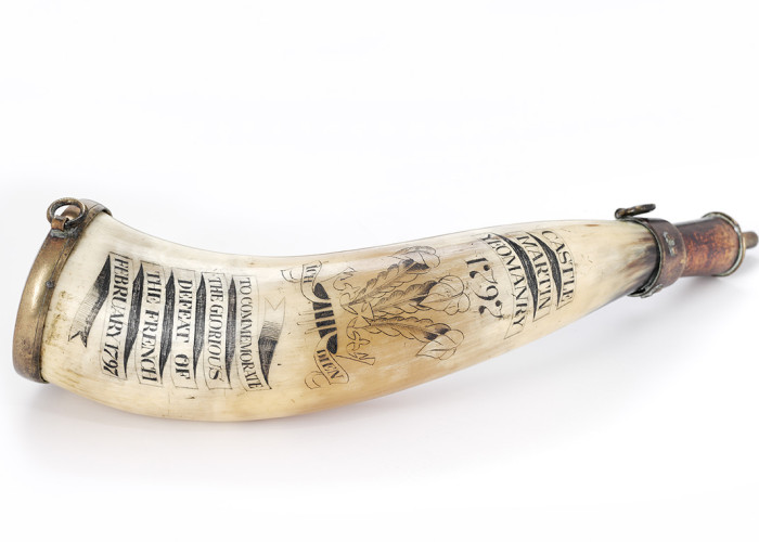 Carved powder horn, Fishguard Invasion