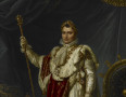 Napoleon Bonaparte. A full-length portrait of Napoleon in his robes of state, Jean Baptiste Borley. Copyright British Library.