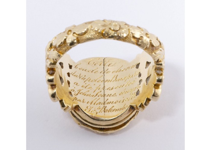 Mourning ring containing hair of Napoleon Bonaparte. Copyright Sir John Soanes Museum.