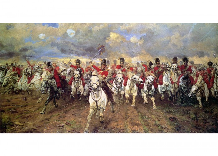 Scotland Forever! By Lady Butler. Photolithograph, 1887. National Army Museum collection.