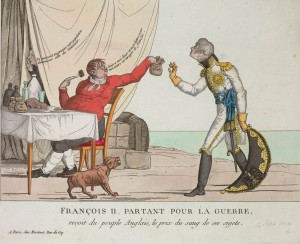 Anonymous, François II partant pour la guerre (Emperor Francis II leaving for war). Hand-coloured etching and aquatint. Published by Aaron Martinet, 1805. 1868,0808.6905