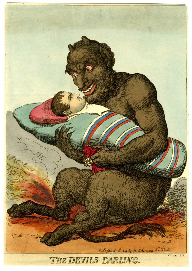 Thomas Rowlandson (1757–1827), The Devil’s Darling. Hand-coloured etching, 1814. Published by Rudolph Ackermann, 12 March 1814. 1868,0808.8116