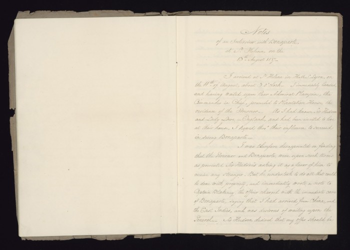 Notes on an interview with Napoleon. Copyright National Army Museum.