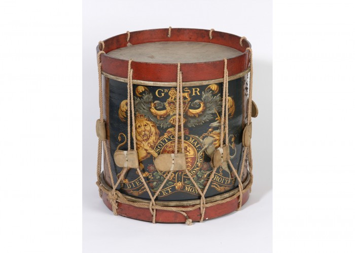 Side drum of the 1st Regiment of Foot Guards. Copyright National Army Museum.