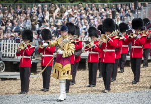 During the ceremony, the Band of the Coldstream Guards played a new piece of music composed for the occasion: "Hougoumont Farm". Photographer: Sergeant Rupert Frere RLC