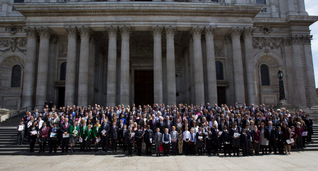 Students from the 200 Schools project at St. Paul's Cathedral, 18 June 2015.