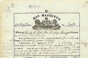 a photo of the discharge papers of George with a crown cipher at the top 