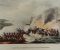 A print showing troops in boats coming under fire