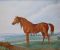 a painting of chestnut horse
