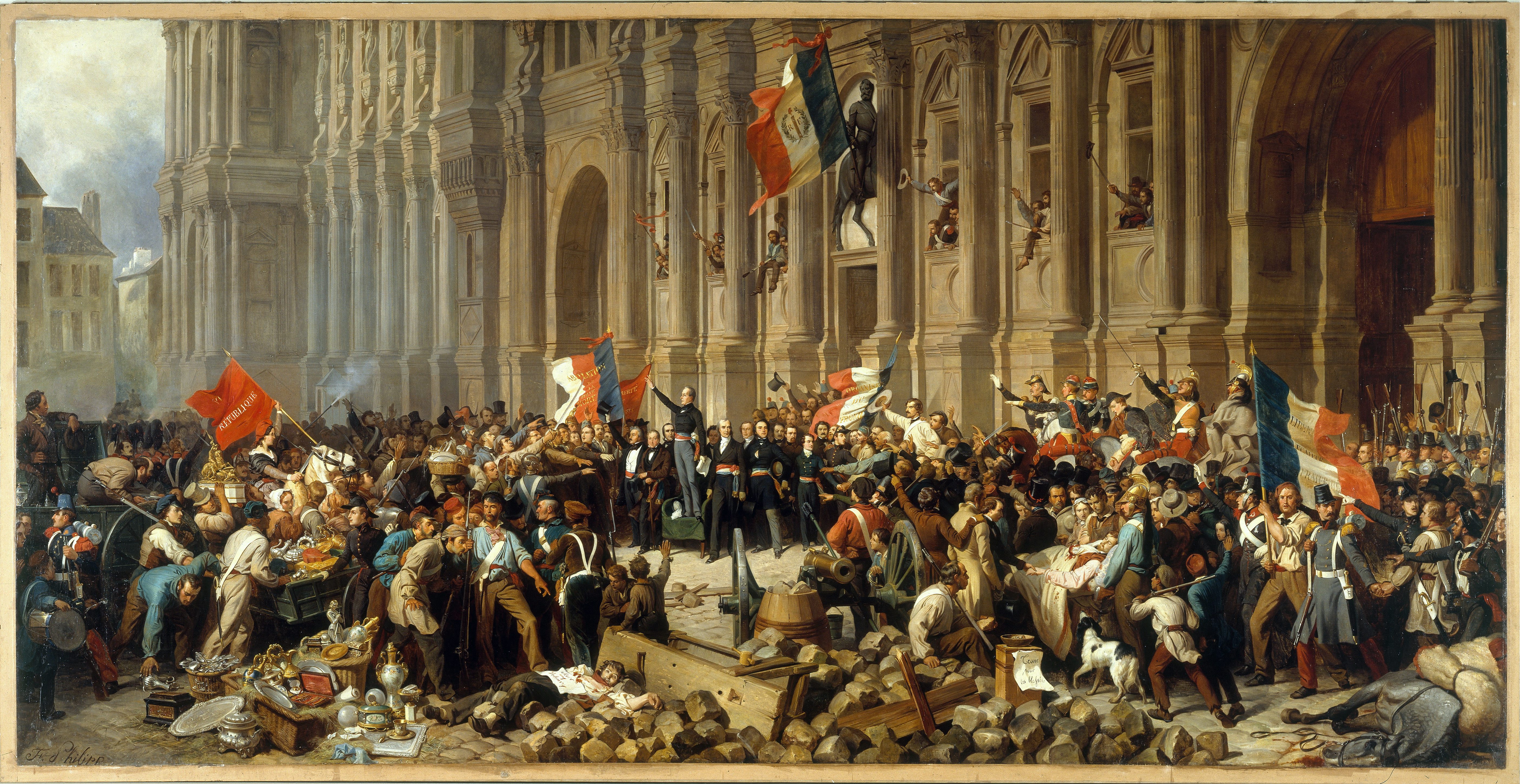 Lamartine Rejetant le Drapeau Rouge (Lamartine Rejects the Red Flag):  Painted by Felix Philippoteaux - Age of Revolution