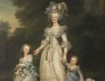Queen Marie Antoinette of France and two of her children walking in The Park of Trianon