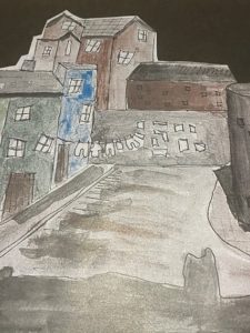 watercolour sketch of Merthyr Tydfil street