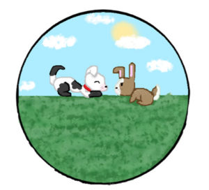 round design with dog and bunny